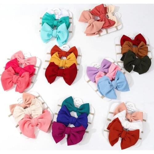 Children Elastic Nylon Headband Solid Simple Bowknot Hair Bands For Girl And Boy Kids Gifts Accessories Bandeau
