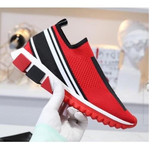 Branded Men Stretch Jersey Sorrento Slip-on Designer Lady Two-tone Rubber Bottom Micro Sole Casual Shoes Eu38-46