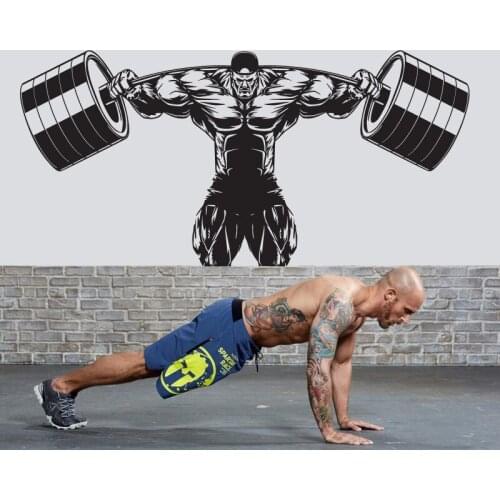Fitness Decal Gym Gymnasium Sticker Body-building Posters Vinyl Wall Decals Mural Crossfit Decal Muscle Gym Sticker 1001