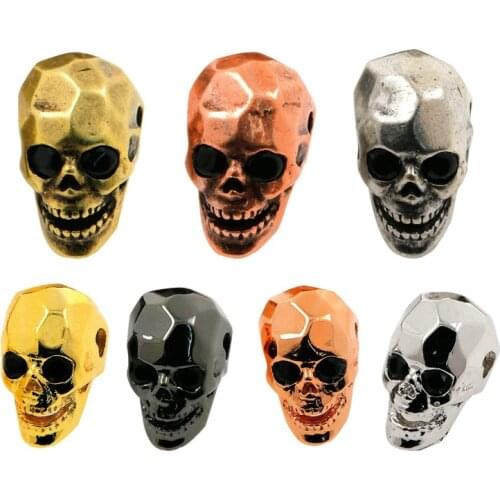 Skull bead faceted Micro Pave Bead CZ Bead Clear Cubic Zirconia blank eyes skull head beads Unisex Bracelet Charms