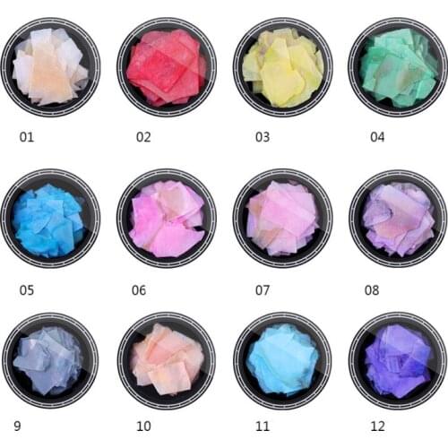 12 Colors Nail Art Abalone Shell Irregular Fragment 3D Charm Decoration Slice DIY Beauty Nail Decals For UV Gel Acrylic Nails