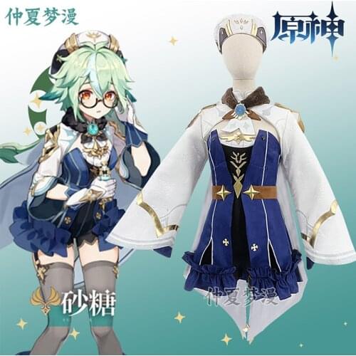 Anime Genshin Impact Sucrose Game Cosplay Costume Suit Lolita Sweet Dress and shoes wigs boots Party Uniform Halloween Women