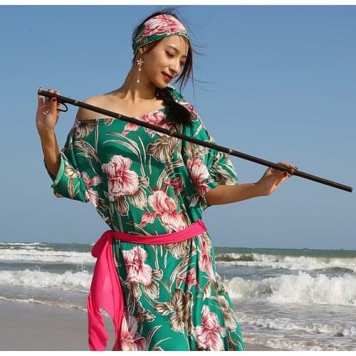 3pcs A Set Belly Dance Costume Long Folk Robe Baladi Shabby Saidi Dress Bellydance Practice Clothes Dancing Robe Belt Headband