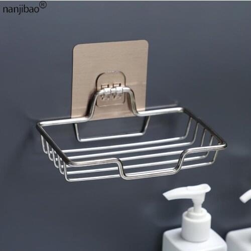 Creative stainless steel soap box free perforated soap holder wall-mounted toilet drain storage shelf bathroom accessories
