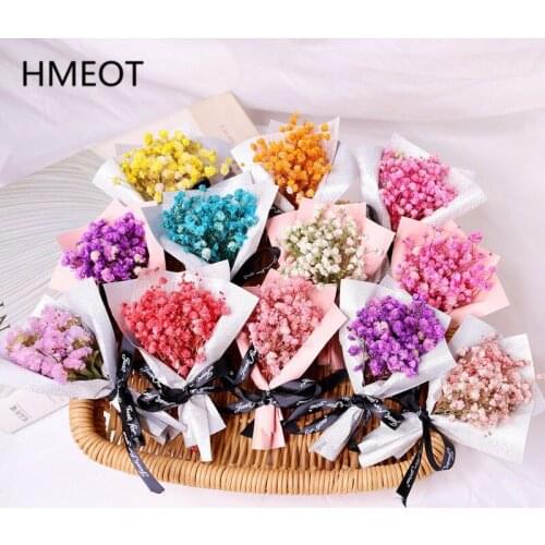 Creative Dried Flower Mini Gypsophila Bouquet Gift Box Accessories Dried Plants Bouquet Valentines Day Gift Wedding Home Decor