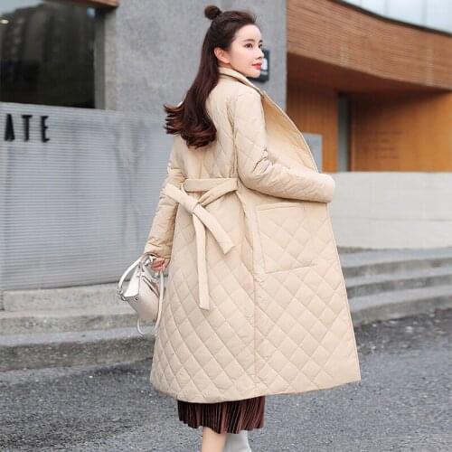 2021 new Fashion female winter windproof jacket Casual sashes women winter parka Long straight coat jacket women autumn