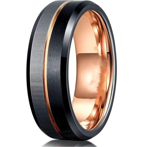 Fashion Stainless Steel Rings for Men Accessories Statement Jewelry Anniversary Party Gift Classical Rose Gold Fluted Men Rings