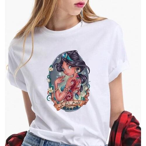 Fashion Women T Shirts Harajuku Alice In Wonderland Diseny Tshirts Streetwear Female Plus Size Casual White T-shirts Tee Tops