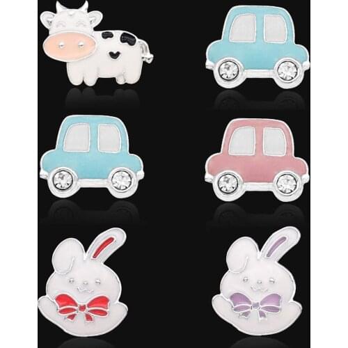 MS367 Rabbit Car Cow 12mm Metal snap button DIY jewelry