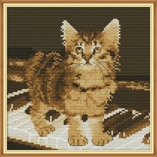 Kitten On The Piano cross stitch kit aida 14ct 11ct count print canvas cross stitches needlework embroidery DIY handmade