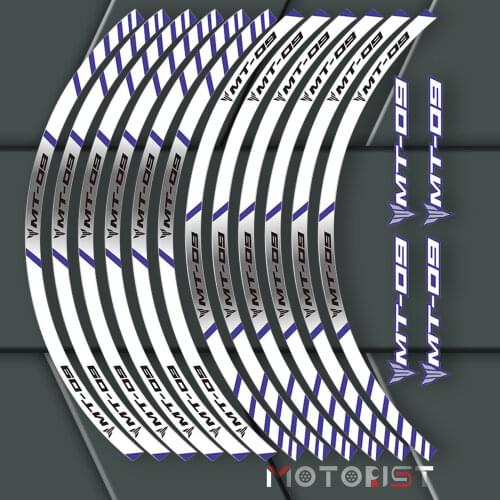 A set of 12pcs high quality motorcycle wheel decals waterproof Reflective stickers rim stripes For YAMAHA TRACER MT-09