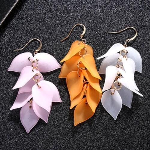 2020 New Long Tassel Rose Flower Petals Dangle Earrings Women Fashion Exaggerated Zircon Drop Earrings Jewelry