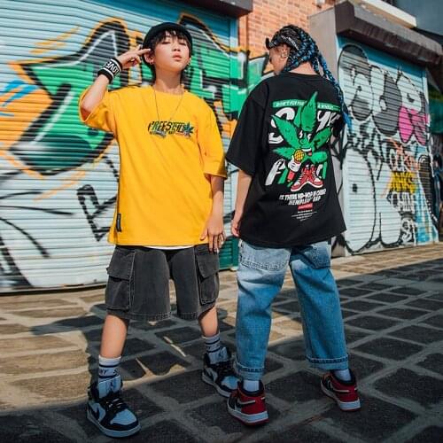 2021 New Jazz Dance Costume Fashion T Shirt Summer Hip Hop Clothing For Girls Boys Drum Sportwear Performance Outifts DNV14799