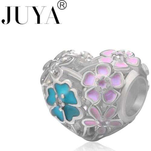 Original Charm Beads DIY Jewelry Making Gold Rose Gold Enamel Flower Heart Beads Fit European Bracelets Accessories