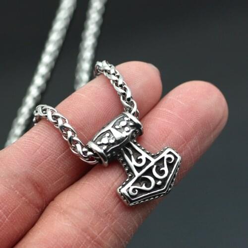 Youeshone Stainless Steel Viking Small Tiny Thors Hammer MJOLNIR Pendant Necklace