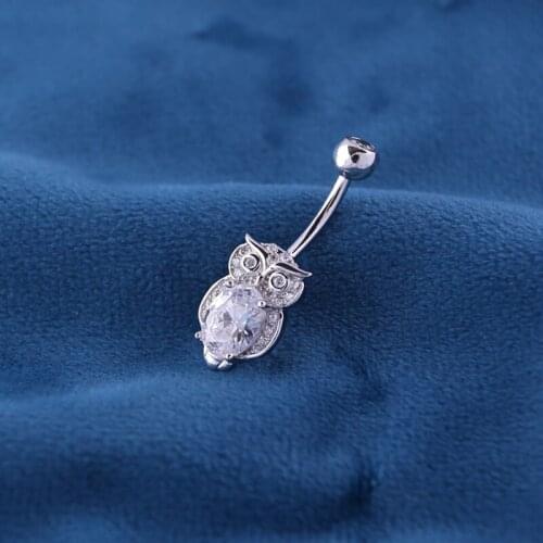 Real 925 Sterling Silver Owl Navel Piercing Belly Button Rings Body Jewelry For Women Man Rod Long 6 8 10 MM Fine Gift