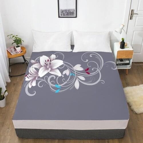 Fitted Sheets With Elastic Band Mattress Cover 3D HD Printed Bedsheet Bed Sheet Linens 160X200/90x200CM Size Bedding Gray
