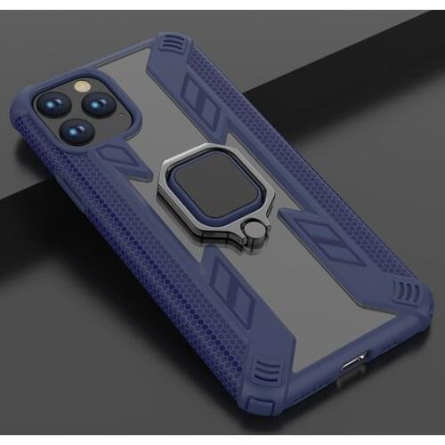 Shockproof Armor Phone Case For iPhone 12 Pro 11 Pro Max XR XS Max 8 7 Plus Transparent Magnetic Finger Ring Soft Silicone Cover