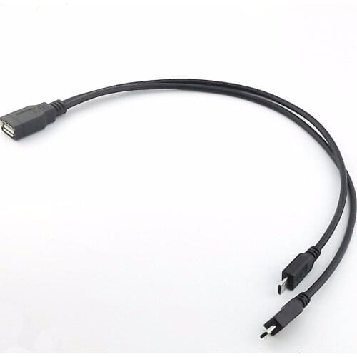 1pcs USB 2.0 A Female to 2 Micro USB 5 Pin Male Y Splitter Adapter Data Charger Cable 30cm