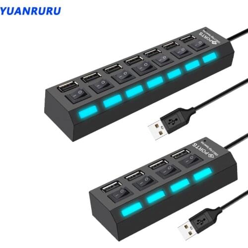 USB2.0 Hub USB Hub Multi USB Splitter Hub Multiple Expander USB Adapter USB Hub 7 Port 2.0 USB Hub USB Port with Switch for PC