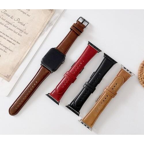 Watch Strap For Apple Watch Series 5 4 3 Watchband Luxury Genuine Leather Wrist Band Bracelet For Apple Watch 38/42mm 40/44mm