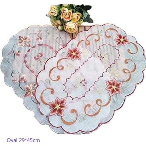 Luxury embroidery table place mat pad cloth lace dining placemat cup round tea glass coaster wedding mug drink doily kitchen