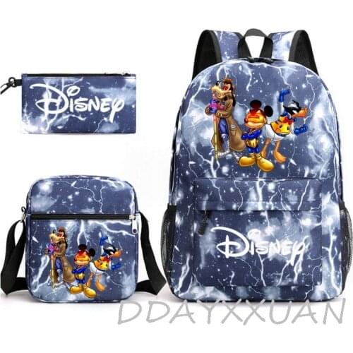 Disney Mickey Minnie Mouse Print Mochila Bag Backpack Boys Girls School Bag Travel Bag Laptop Bagpack with Crossbody Pen Bags