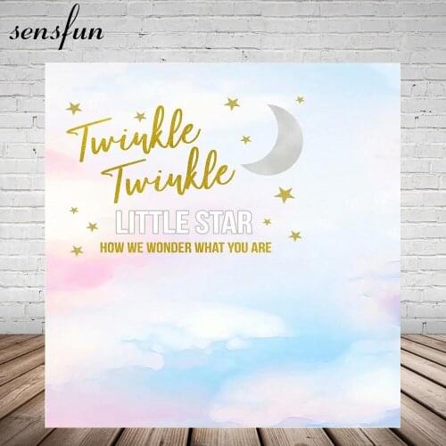 Sensfun Blue Pink White Twinkle Little Star Moon Baby Shower Birthday Party Backdrop Children Backgrounds For Photo Studio Vinyl