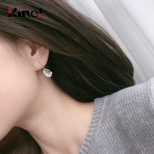 Kinel Irregular Real 925 Sterling Silver Earrings for Women Geometry Concave Convex Surface Korean Vintage Punk Jewelry