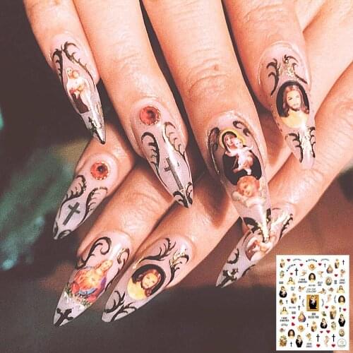 F series jesus line F-192-193 3d nail art stickers decal template diy nail tool decorations