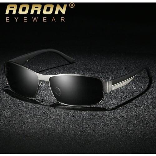 AORON Mens Polarized Sunglasses Alloy Frame Classic Rectangle Sun Glasses 100% UV protection Anti-Reflective Coating Goggles