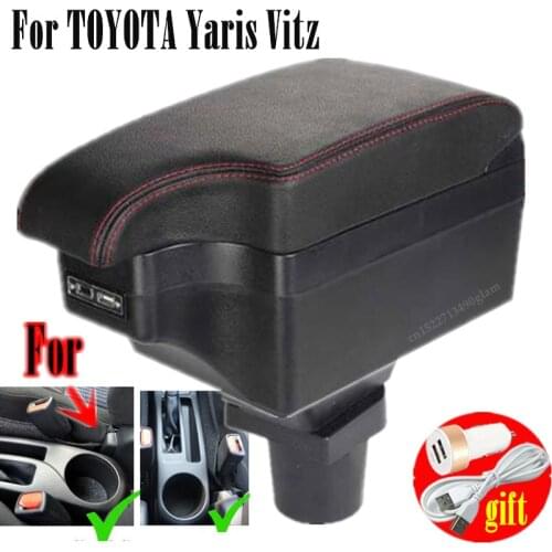 Car Styling Black Center Console Box For Toyota Yaris Vitz Hatchback 2006 - 2011 New Armrest 2008 2010