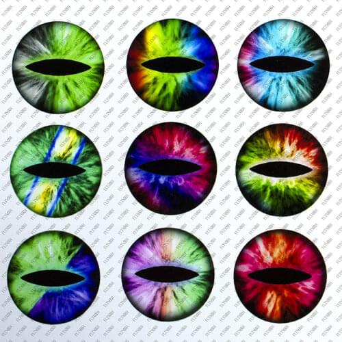 FLTMRH 8mm--30mm Dragon Eyes Round Glass Cabochon Flatback Photo Dome Accessory Jewelry Finding Pendant Base In Pairs