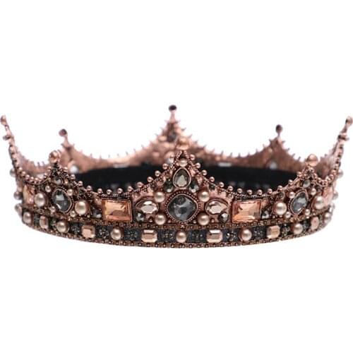 Bridal Hair Jewelry Full Circle Beads Pearl Crystal Tiaras Crowns Diadem Headpiece Women Wedding Hair Accessories