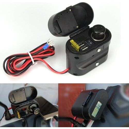 Motorcycle Universal USB Handlebar Mobile Phone Power Charger Digital Voltmeter Waterproof