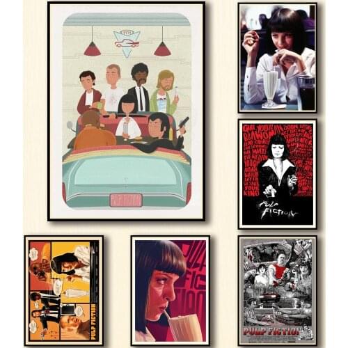 WTQ Canvas Painting Quentin Movie Pulp Fiction Anime Posters Wall Decor Retro Poster Wall Art Picture Room Decor Home Decor