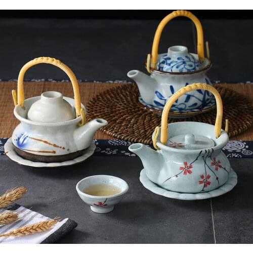 Japanese Ceramic Teapot with Teacup Glaze Colored Tea Cup Water Kettle
