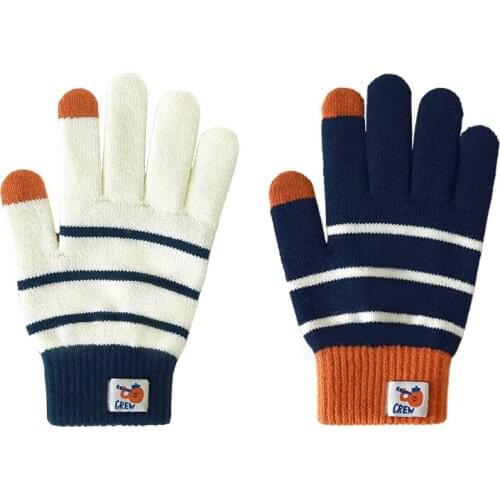 Winter Womens Knitted Gloves With Touch Screen Warm Stretch Knit Mittens Imitation Wool Full Finger Preppy Style Teengage Girls