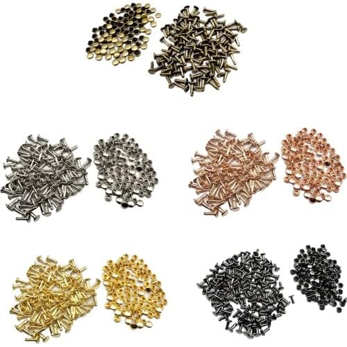100 Sets Double Caps Studs Rivets DIY Crafts for Bags Shoes Leather Decoration 6x10mm