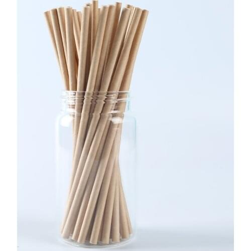 100pcs/pack Kraft Paper Straw Disposable Paper Straw Party Supplies