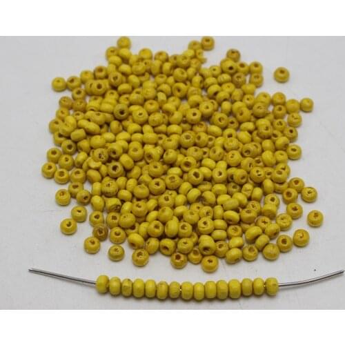 1000 Yellow 4mm Round Wood Seed Beads~Wooden Spacer beads