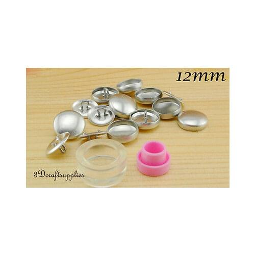 15 sets of 12mm 1/2 inch Size 20 Self cover button wire back with Assembly tool