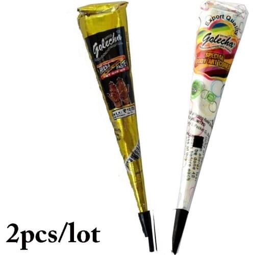2pcs/lot Body Art Paint Natural Indian Tattoo Henna Paste for Body Drawing Black and white Henna tattoo 25g Tattoo paste cream
