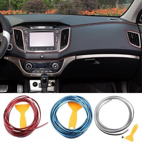 5M Car Styling Interior Decoration Strip Line Moulding Trim Door Dashboard Edge Universal Auto Chrome Strip