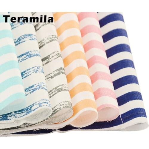 Teramila 6 PCS Different Color Stripe Cotton Fabrics For Patchwork Sewing Textile DIY Cloth Telas Por Metro Quilts Tissue Tecido
