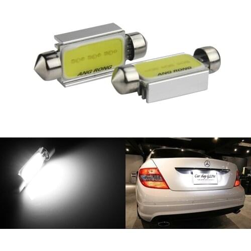ANGRONG 2X Bulb White Canbus LED Festoon Number Plate Light 12V DC For Mercedes COB 239 272 C5W Error Free