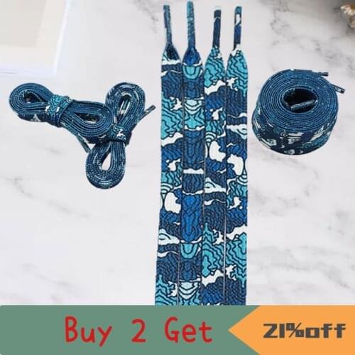 100 120cm Sea Wave Printing Begonia Shoelace Top Trend Is Suitable for Board Shoes White Shoes Canvas Shoes Offwhite Shoes