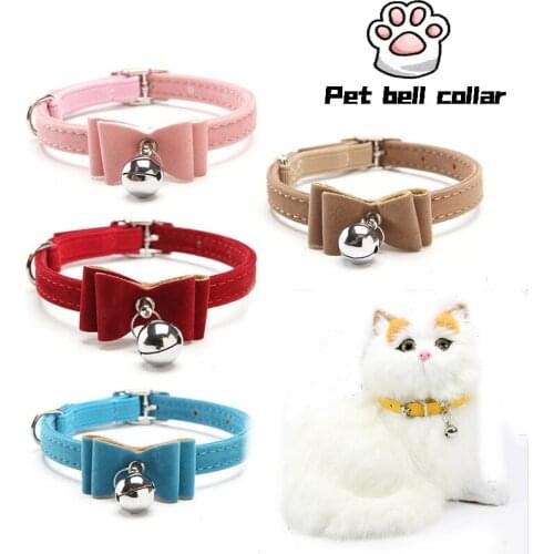 Safety Elastic Bow Tie with Bell Small Dog Cat Collar Soft Velvet Cute Bow Pet Supplies Factory Direct Sales kitten accessorie