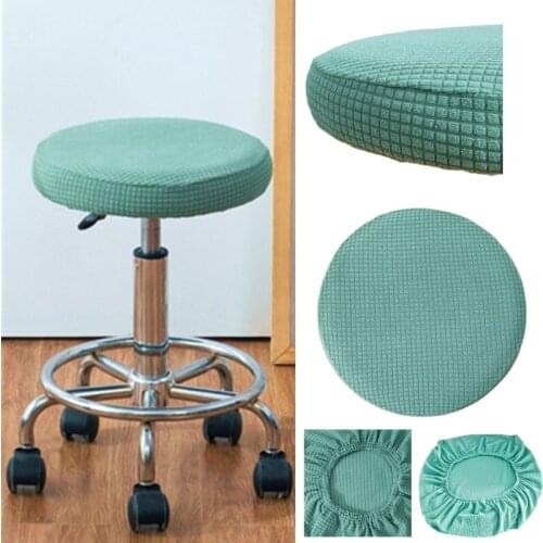 Elastic Polar Fleece Round Chair Cover Universal Waterproof Round Stool Cover Kitchen Bar Seat Slipcovers