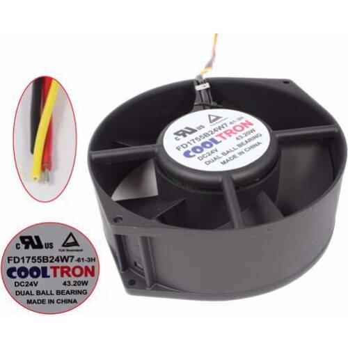COOLTRON FD1755B24W7 DC 24V 43.2W 172x150x51mm 3-Wire Server Cooling Fan